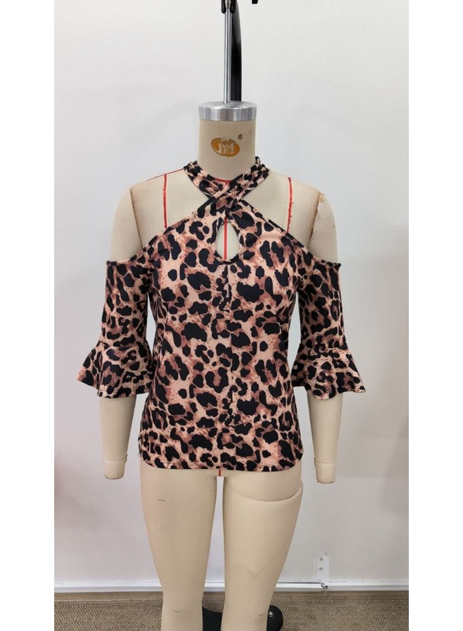 Kadın Kısa Kollu Omuzlardan Açık ön çapraz Detaylı Süprem Bluz