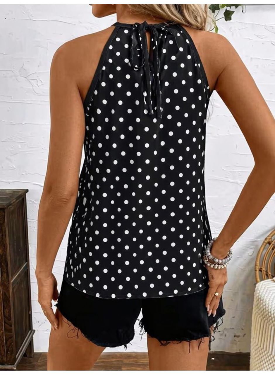 Kadın Kolsuz Boyundan Hakla Detaylı Leopar Süprem Bluz