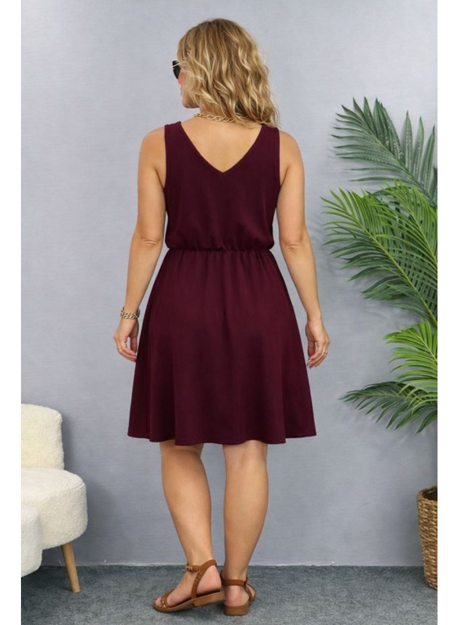 Kadın Askılı V Yakalı Beli Büzgülü Kısa Viskon Iki Iplik Elbise