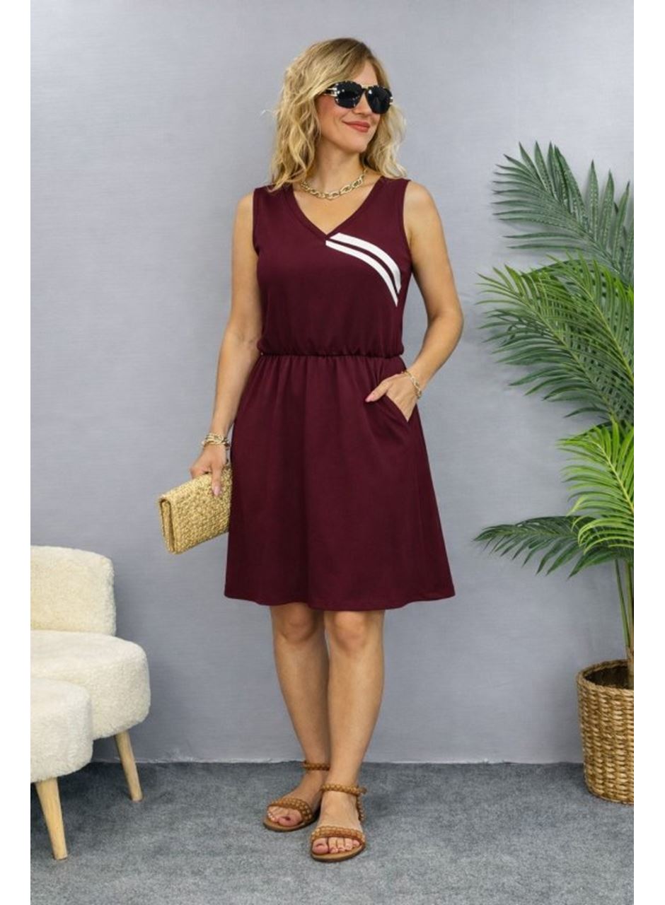 Kadın Askılı V Yakalı Beli Büzgülü Kısa Viskon Iki Iplik Elbise