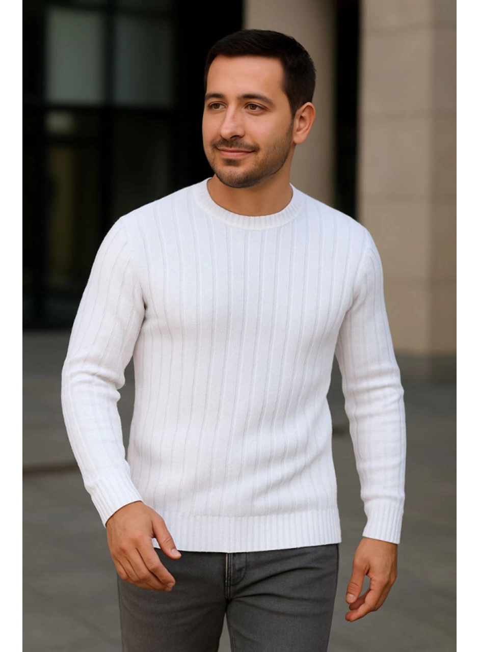 Erkek Fitilli Triko Kazak 4’lü Set – Beyaz, Bebek Mavisi, Gri, SiyahKalın Dokuma Pamuklu Regular Fit Bisiklet Yaka Uzun Kollu Kışlık Ve Baharlık Rahat Triko Kombini