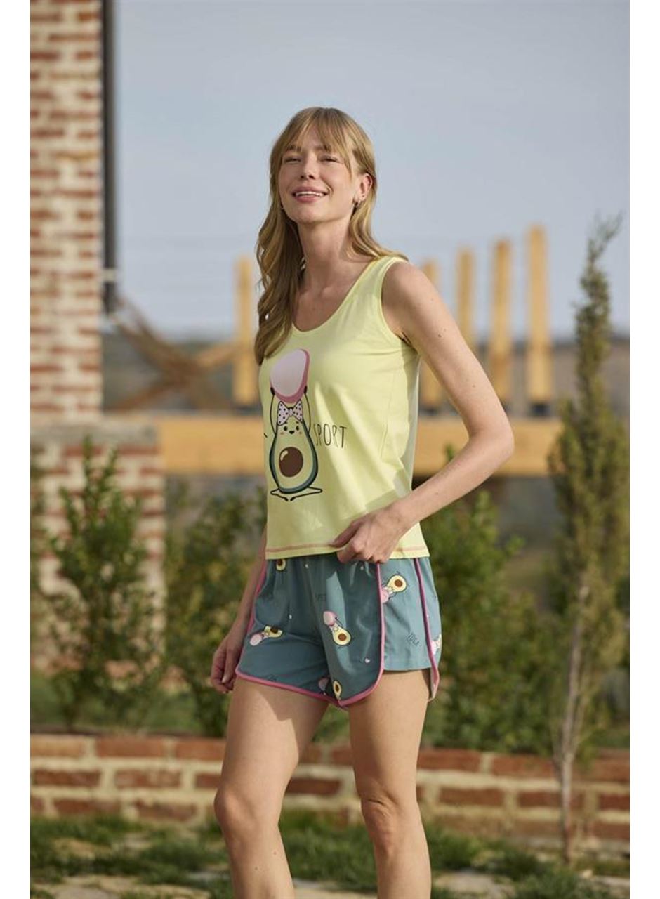 Desenli ve Baskılı "Yoga Sport" Şort Takımı