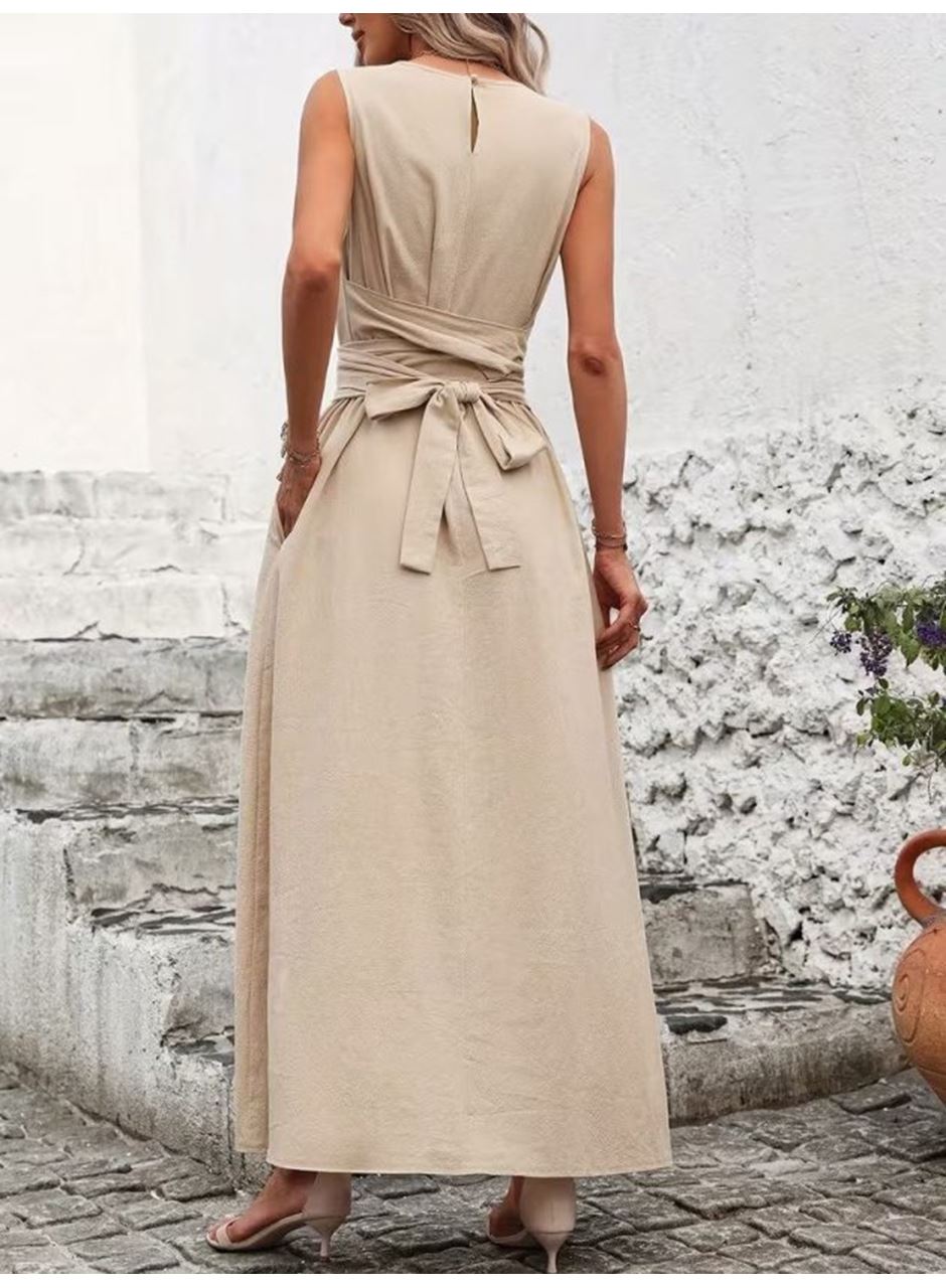Kadın Omuzlardan Açık Belden Bağcıklı Uzun Aerobin Elbise
