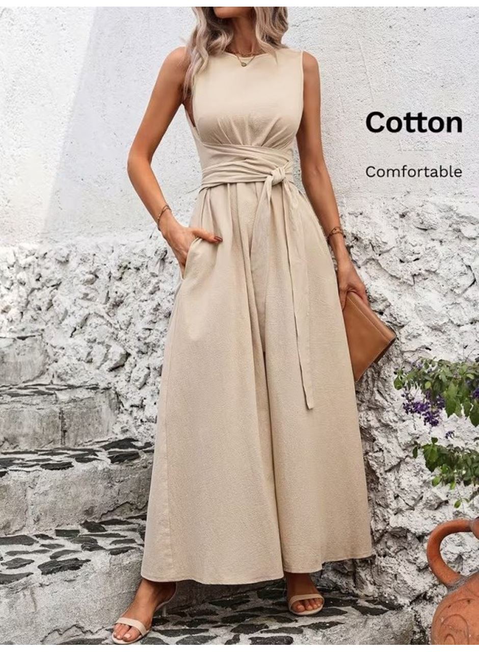 Kadın Omuzlardan Açık Belden Bağcıklı Uzun Aerobin Elbise