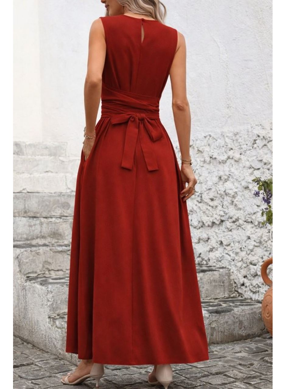 Kadın Omuzlardan Açık Belden Bağcıklı Uzun Aerobin Elbise