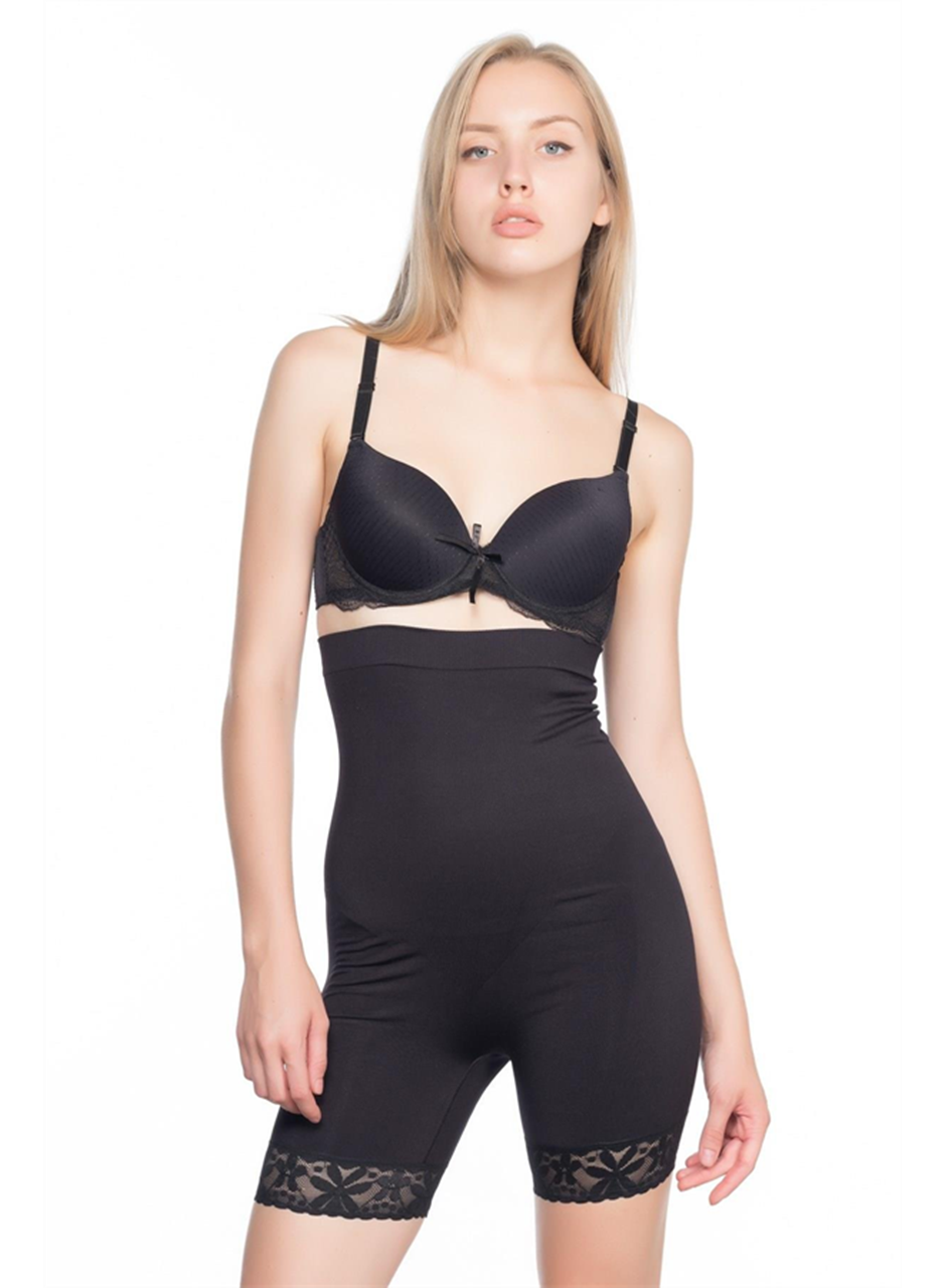 Siyah MI Emay 2027 Yüksek Bel Dantelli Paçalı Korse