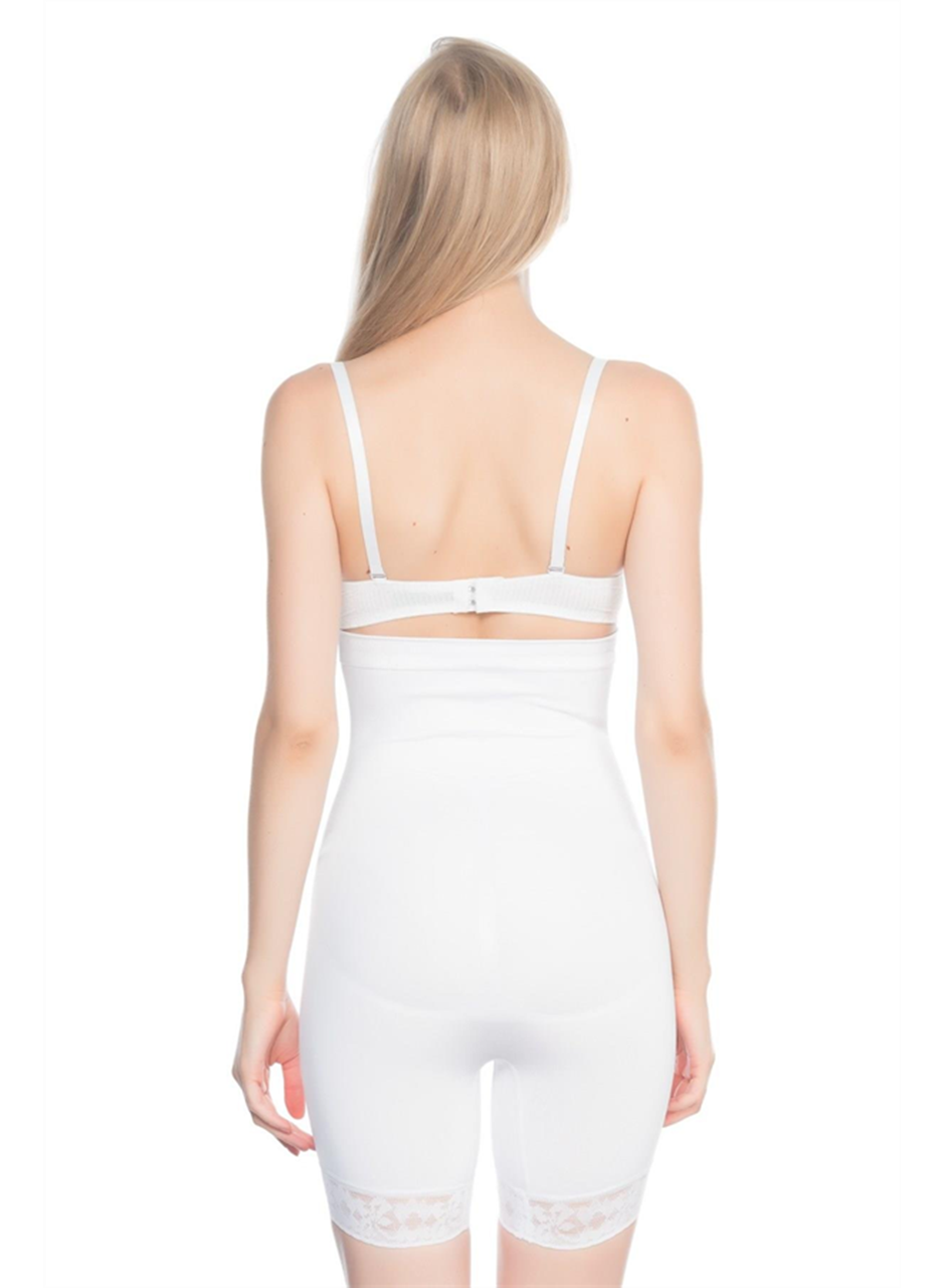 Beyaz MI Emay 2027 Yüksek Bel Dantelli Paçalı Korse