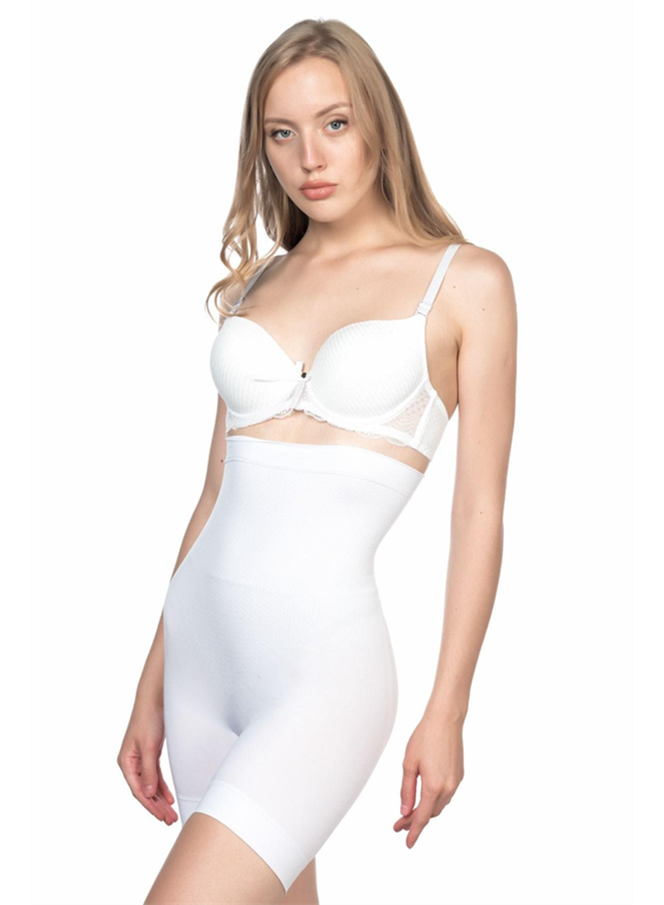 Beyaz MI Emay 2056 Yüksek Bel Masajlı Uzun Paça Korse