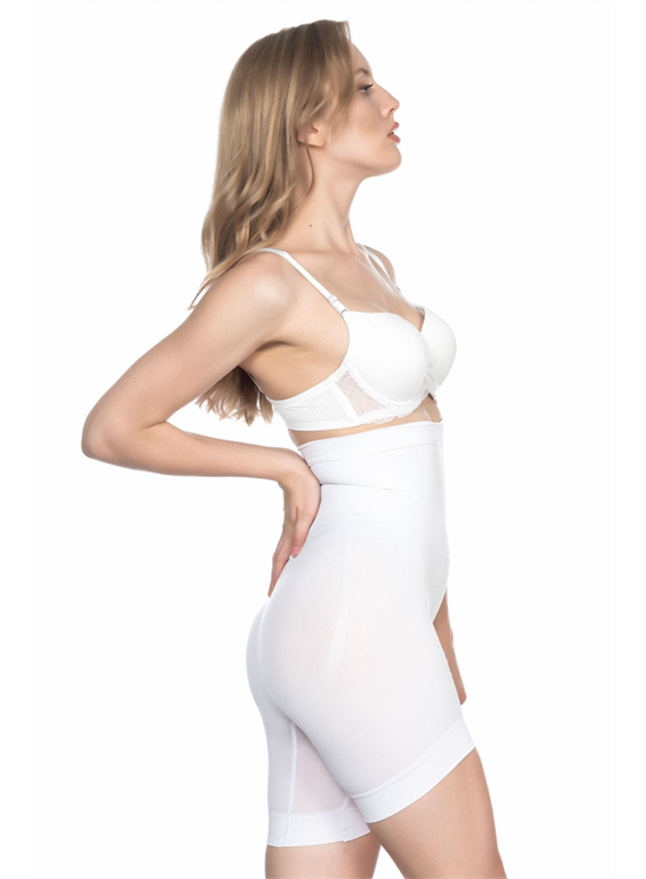 Beyaz MI Emay 2056 Yüksek Bel Masajlı Uzun Paça Korse