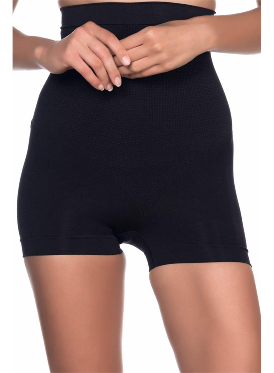 Siyah MI Emay 2055 Yüksek Bel Masajlı Boxer Korse