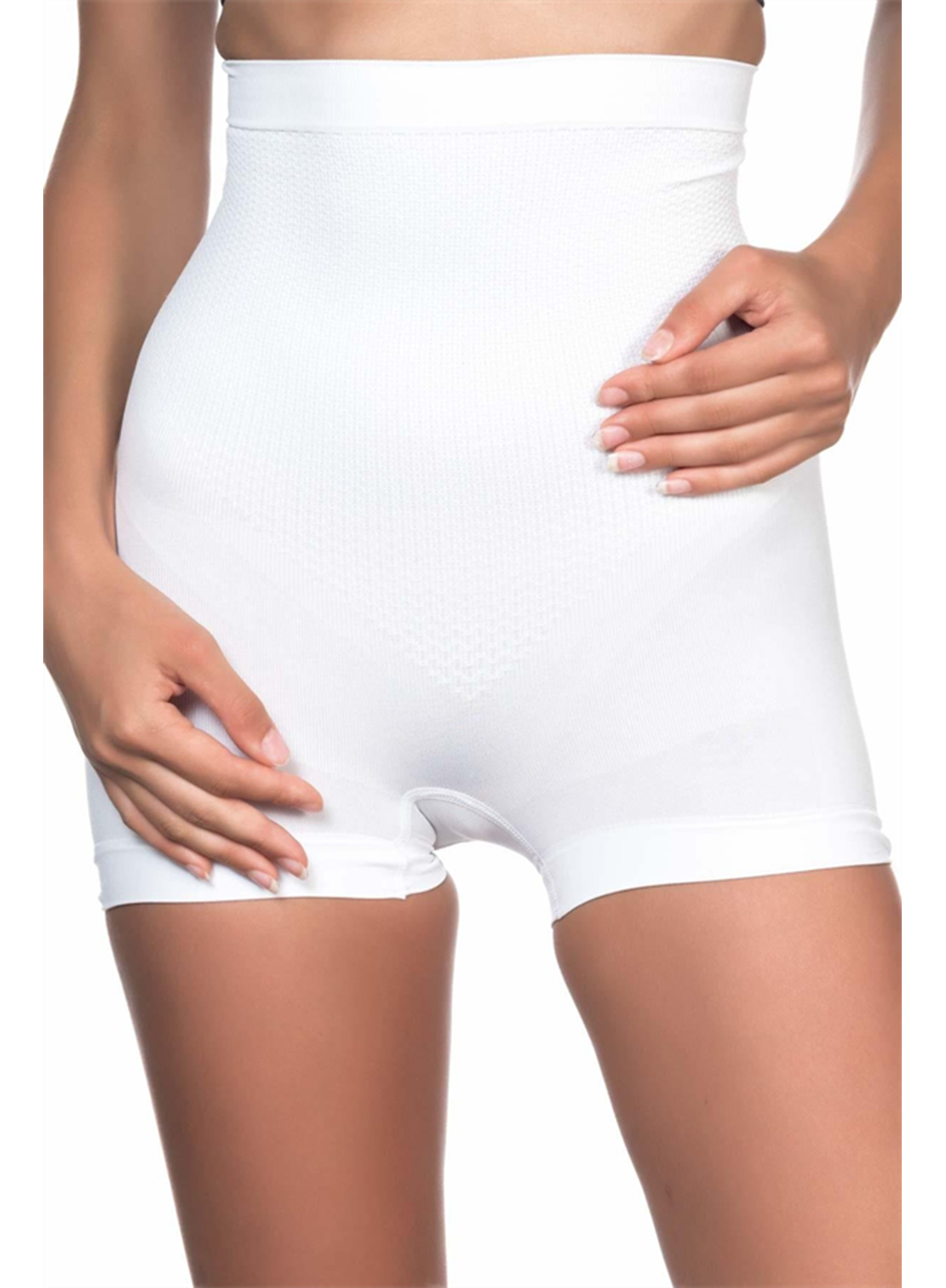 Beyaz MI Emay 2055 Yüksek Bel Masajlı Boxer Korse