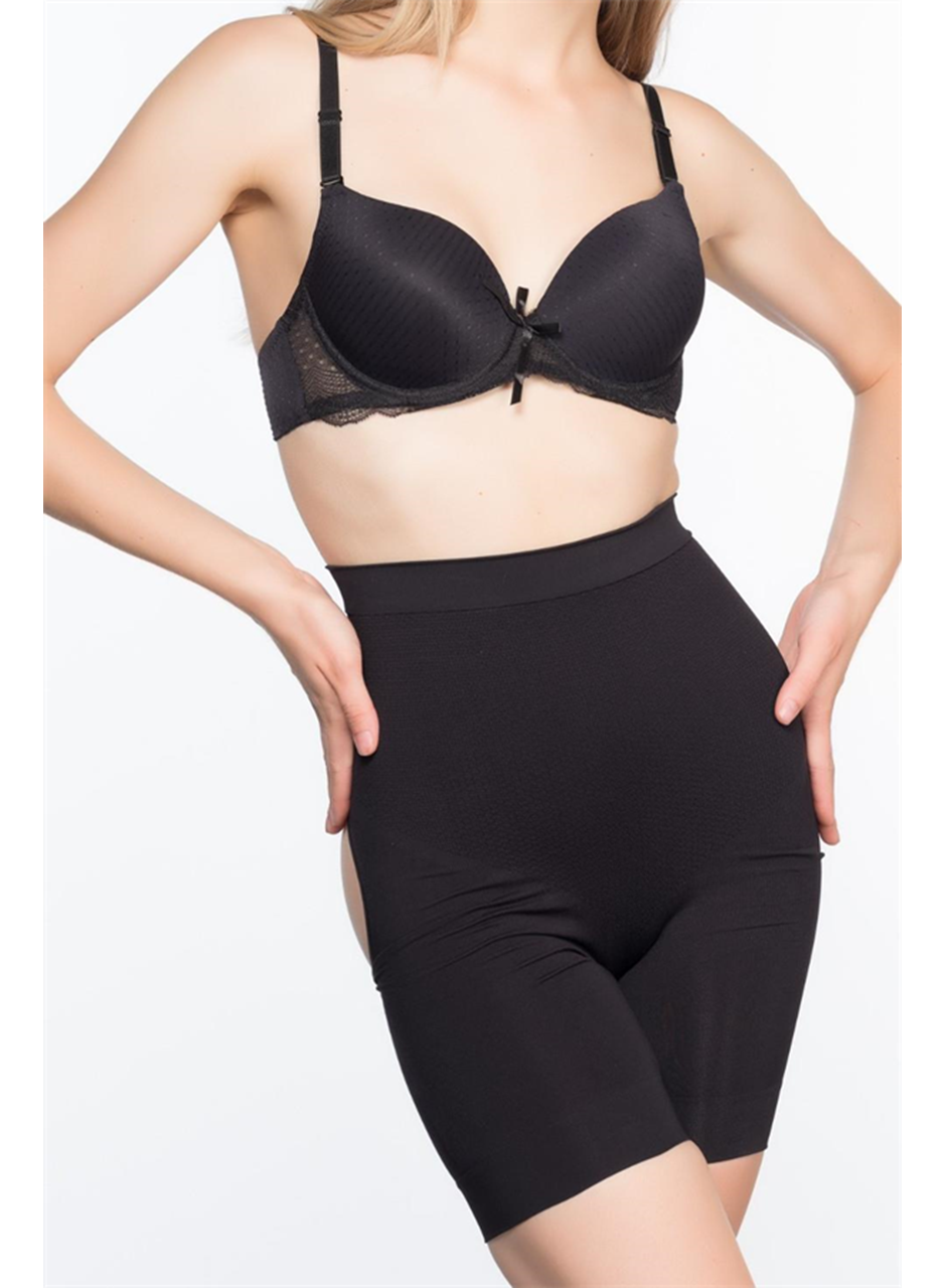 Siyah MI Emay 2032 Popo Açık Masajlı Boxer Korse