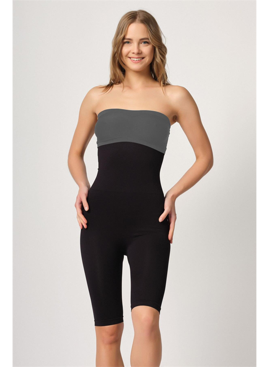 Siyah MI Emay 2044 Yüksek Bel Double Uzun Paçalı Korse