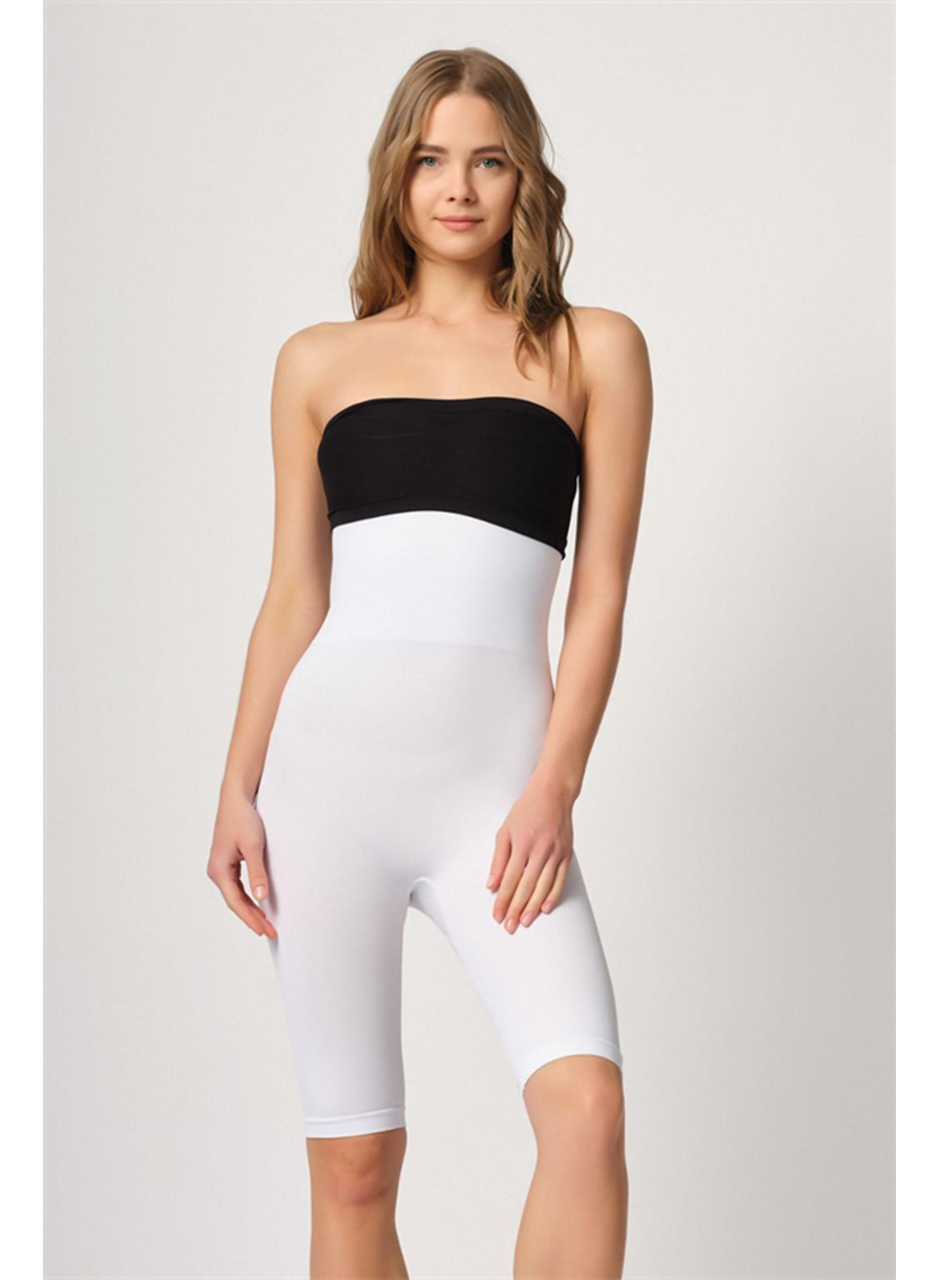 Beyaz MI Emay 2044 Yüksek Bel Double Uzun Paçalı Korse