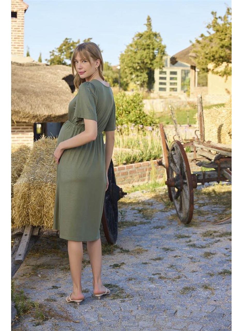 Dantelli Önü Düğmeli Hamile Lohusa Gecelik