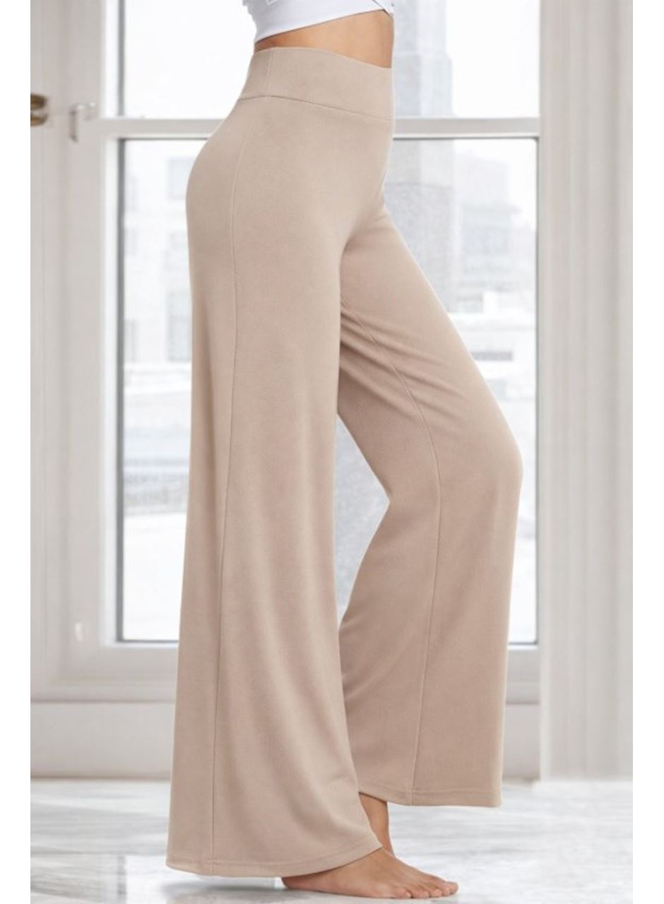 Kadın Yüksek Bel Beli Geniş Paçalı Uzun Janjan Krep Pantolon