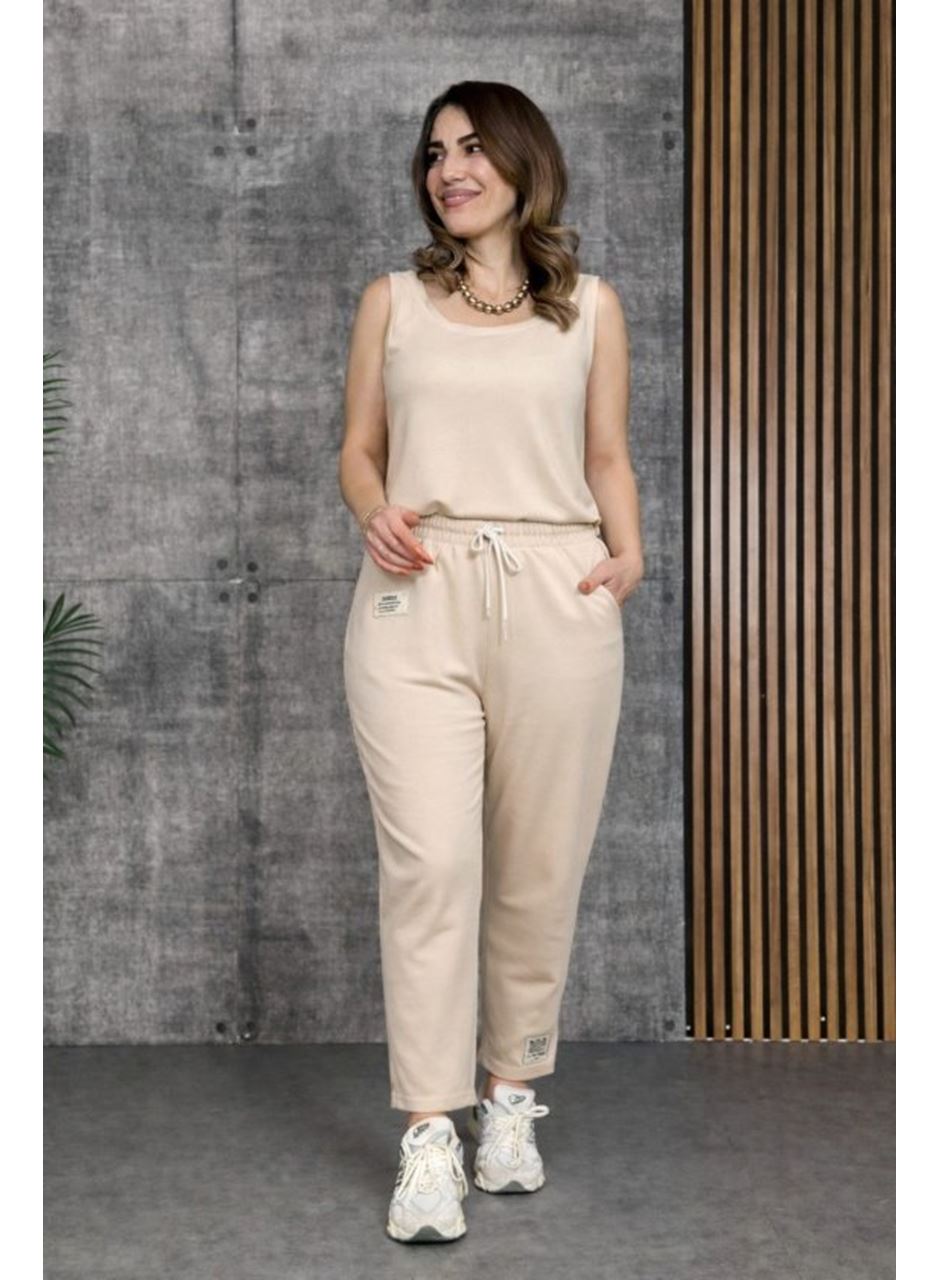 Kadın Askılı Yuvarlak Yaka Viskon Iki Iplik Bluz Ve Eşofman Altı Ikili Takım