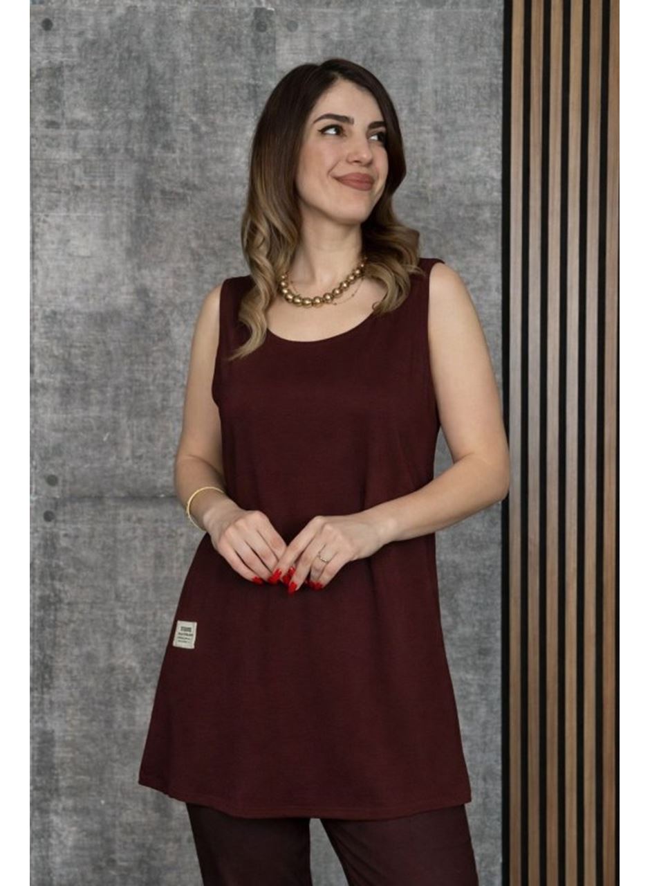 Kadın Askılı Yuvarlak Yaka Viskon Iki Iplik Bluz Ve Eşofman Altı Ikili Takım