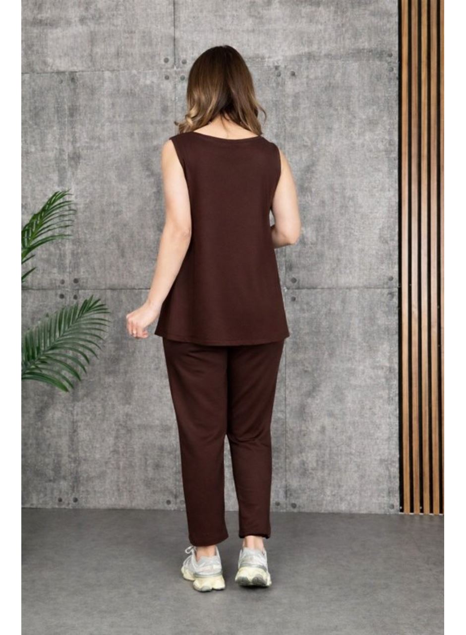 Kadın Askılı Yuvarlak Yaka Viskon Iki Iplik Bluz Ve Eşofman Altı Ikili Takım