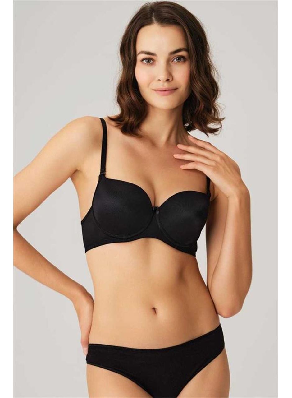 Kadın Balenli Desteksiz Dolgusuz Askıları Çıkabilen Günlük Klasik T-Shirt Sütyeni (3104S)