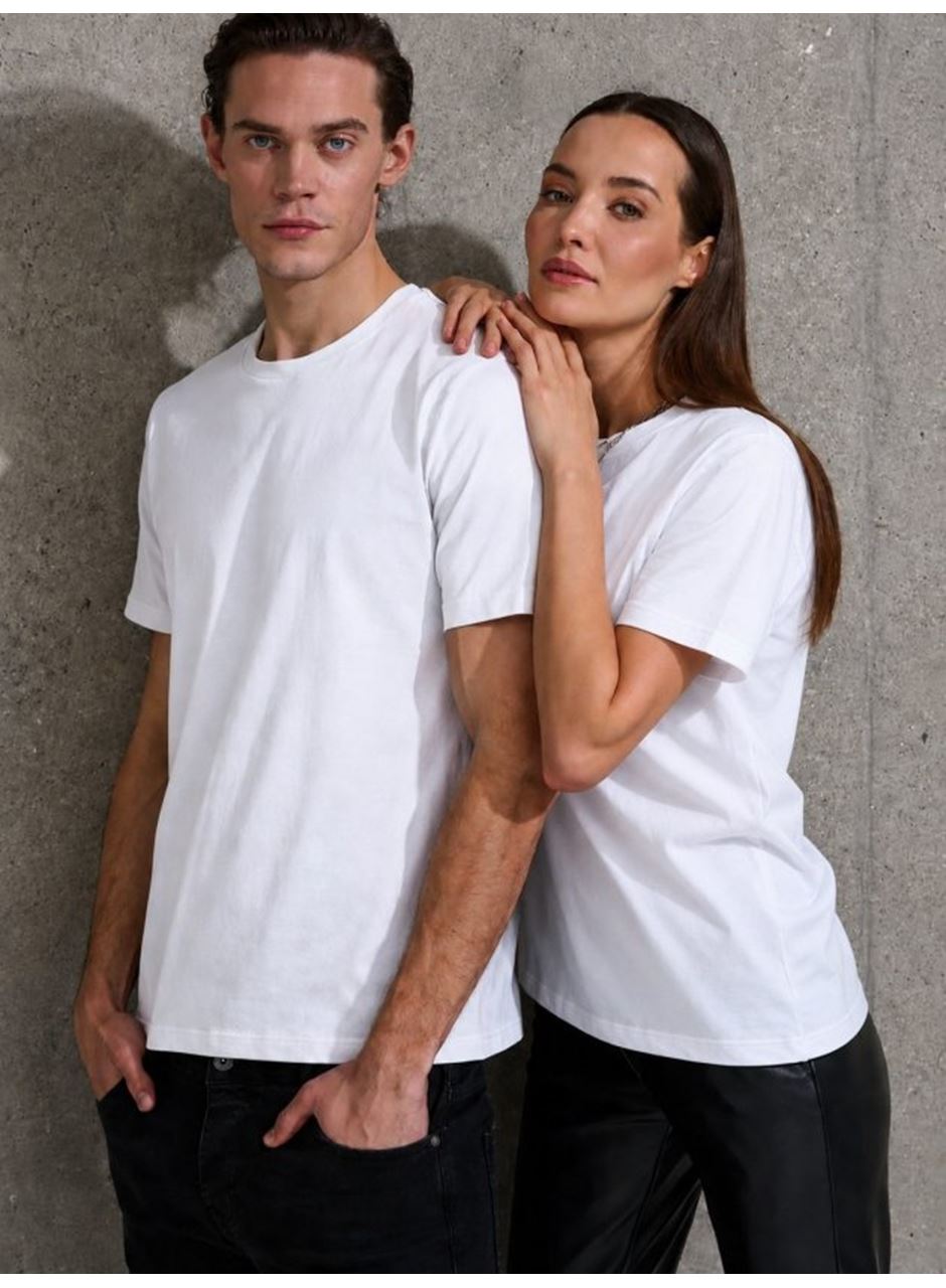 Unisex Kısa Kollu Bisiklet Yaka Basic Viskon Bluz