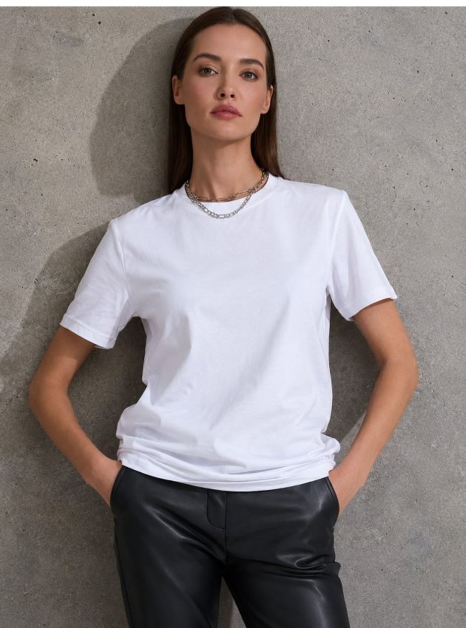 Unisex Kısa Kollu Bisiklet Yaka Basic Viskon Bluz