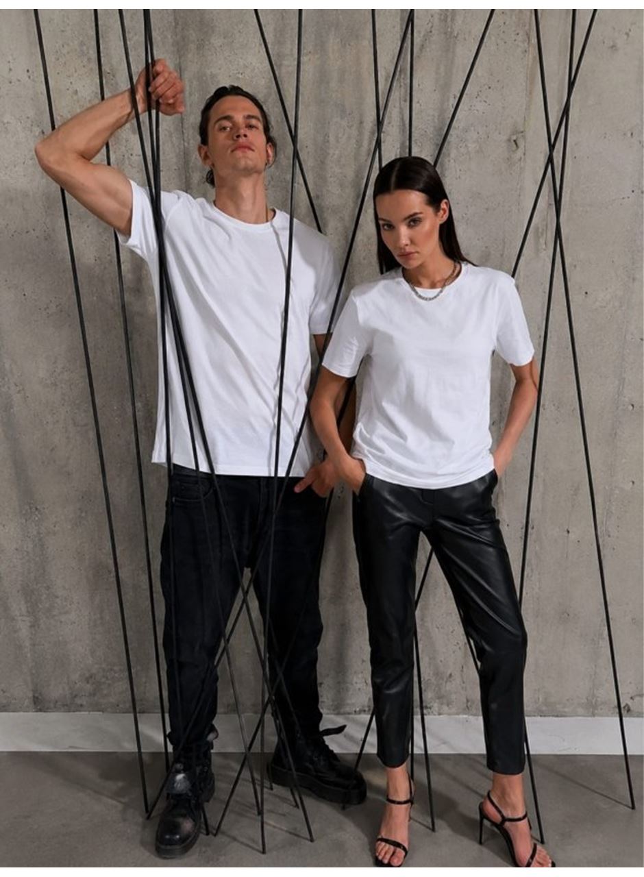 Unisex Kısa Kollu Bisiklet Yaka Basic Viskon Bluz