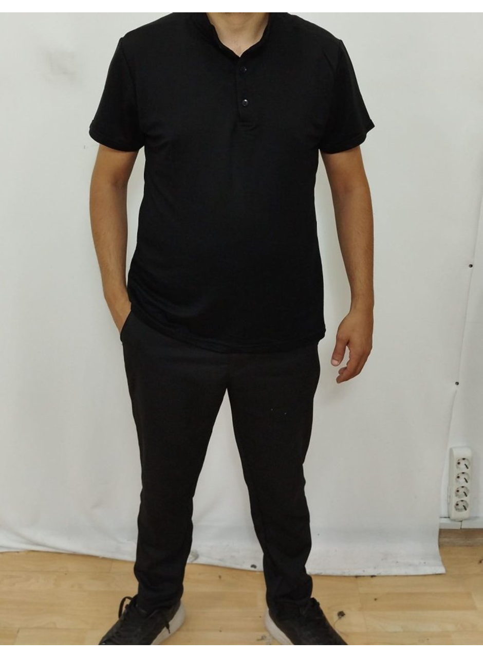 Erkek Kısa Kollu Hakim Yaka önü Düğmeli Viskon Bluz