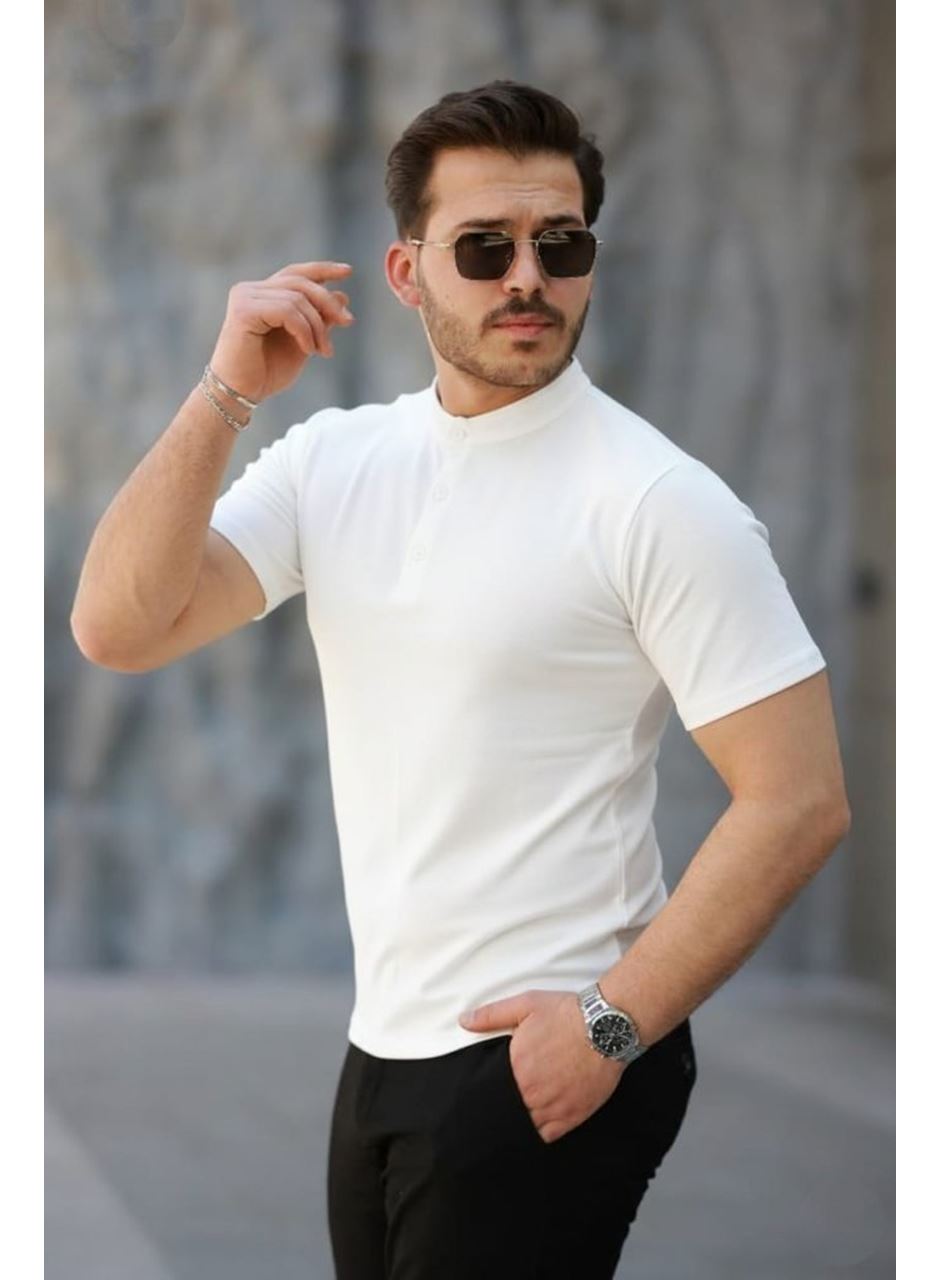 Erkek Kısa Kollu Hakim Yaka önü Düğmeli Viskon Bluz