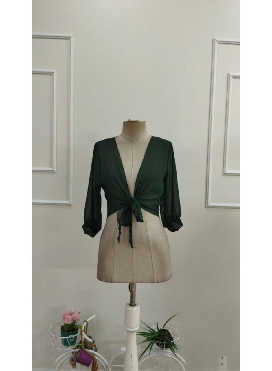 Kadın Fakir Kollu önden Bağlamalı Kısa şifon Bolero Ceket