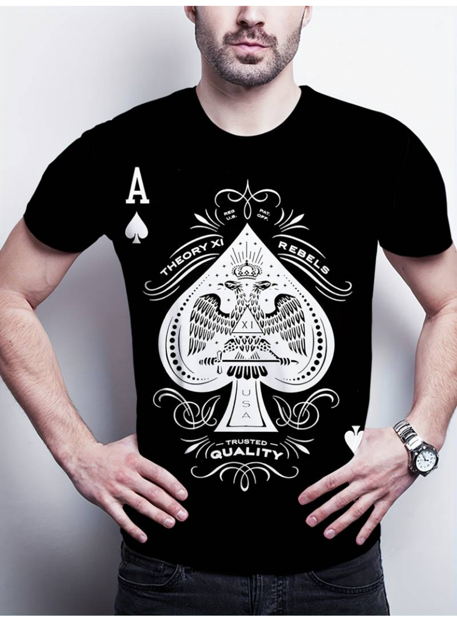 Erkekkısa Kollu Yuvarlak Yaka Desenli Viskon T-shirt