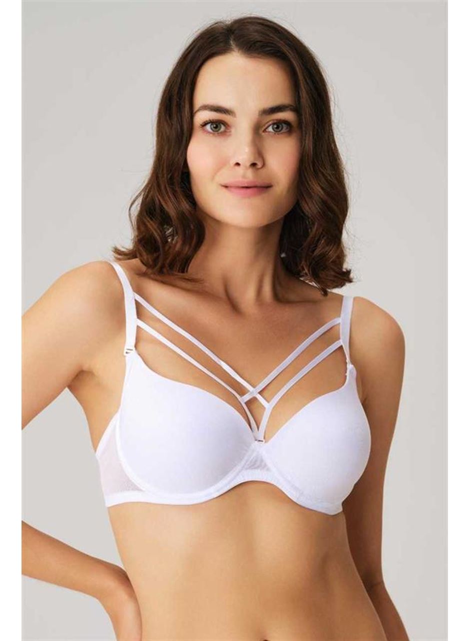 Kadın Balenli Desteksiz Dolgusuz Askıları Çıkabilen Yaka Detaylı T-Shirt Sütyeni (3772)