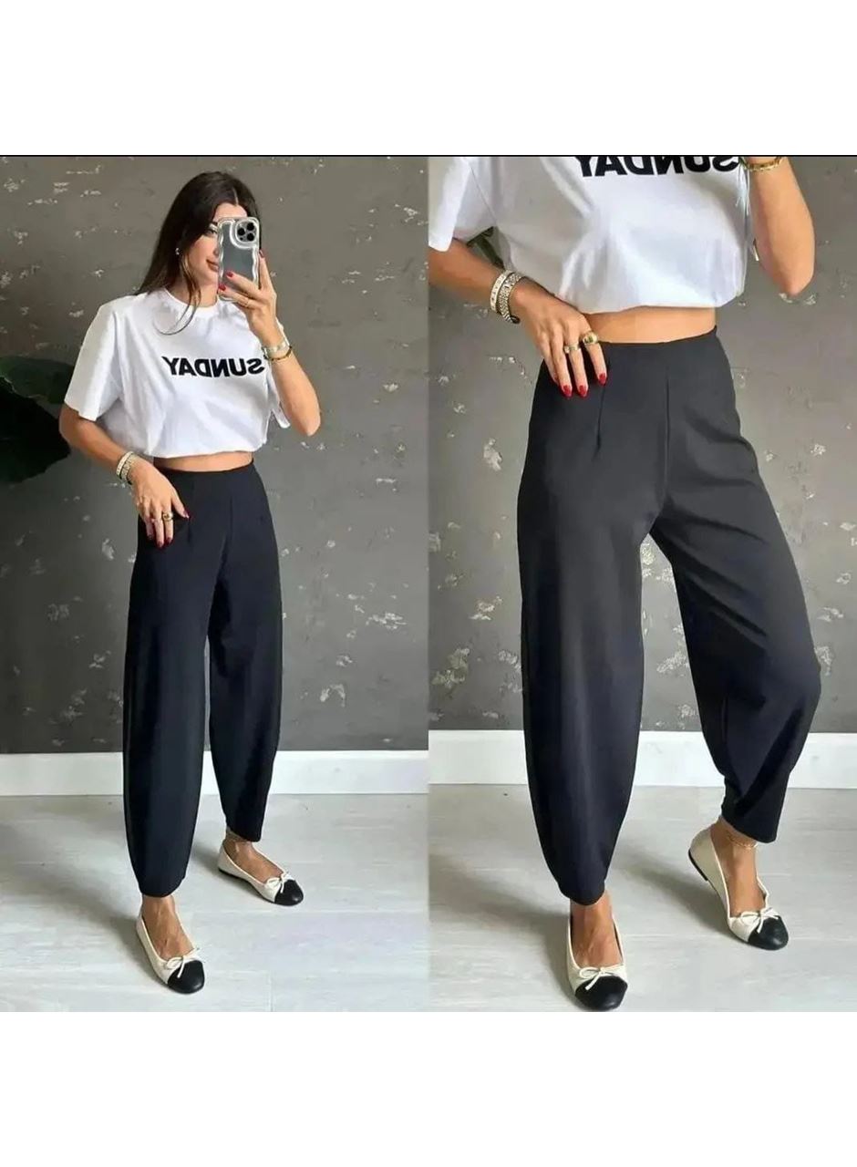 Kadın Krep Kumaş Balon Pantolon