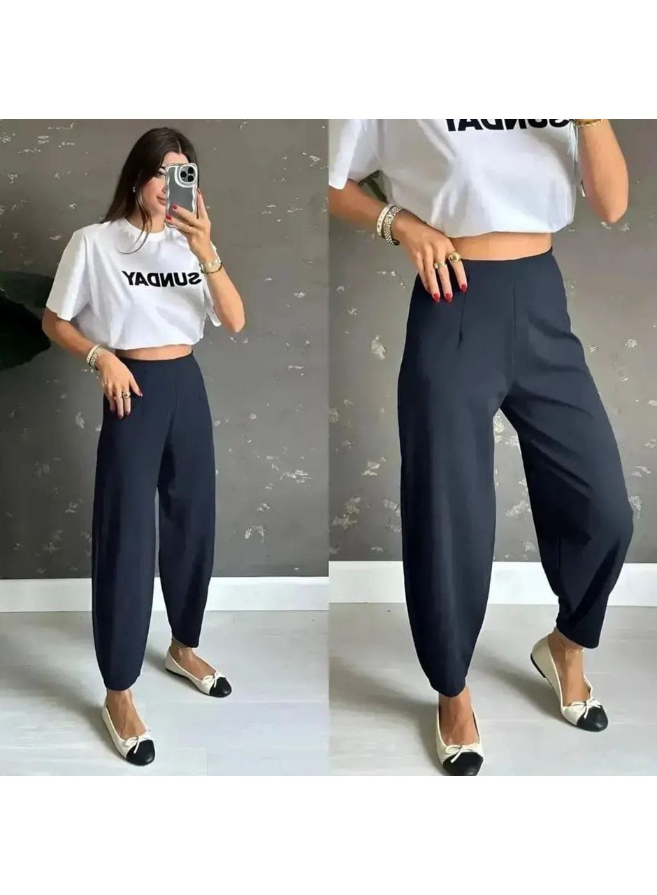 Kadın Krep Kumaş Balon Pantolon