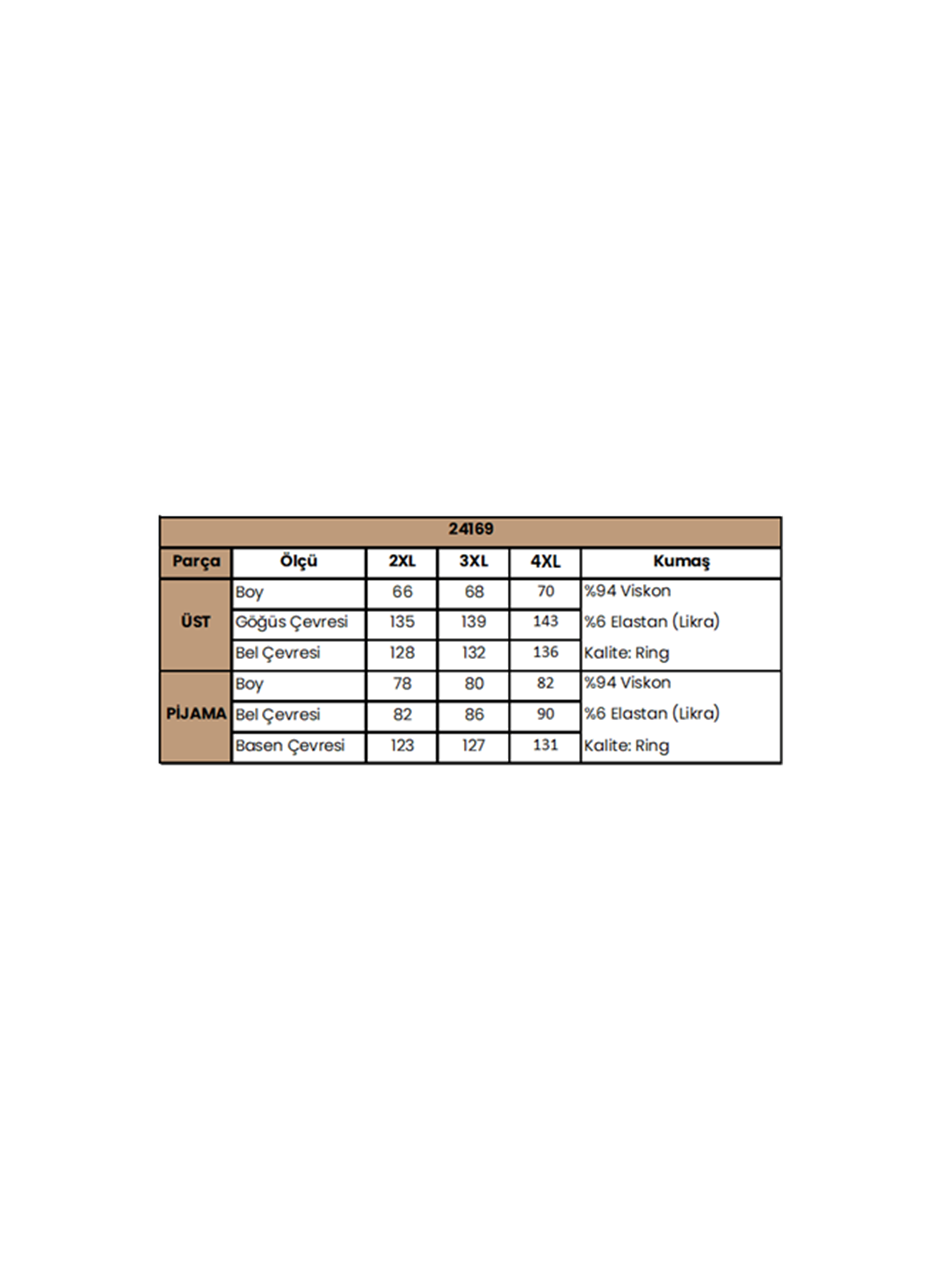 Çiçek ve Yaprak Desenli V Yaka Büyük Beden Kapri Takımı