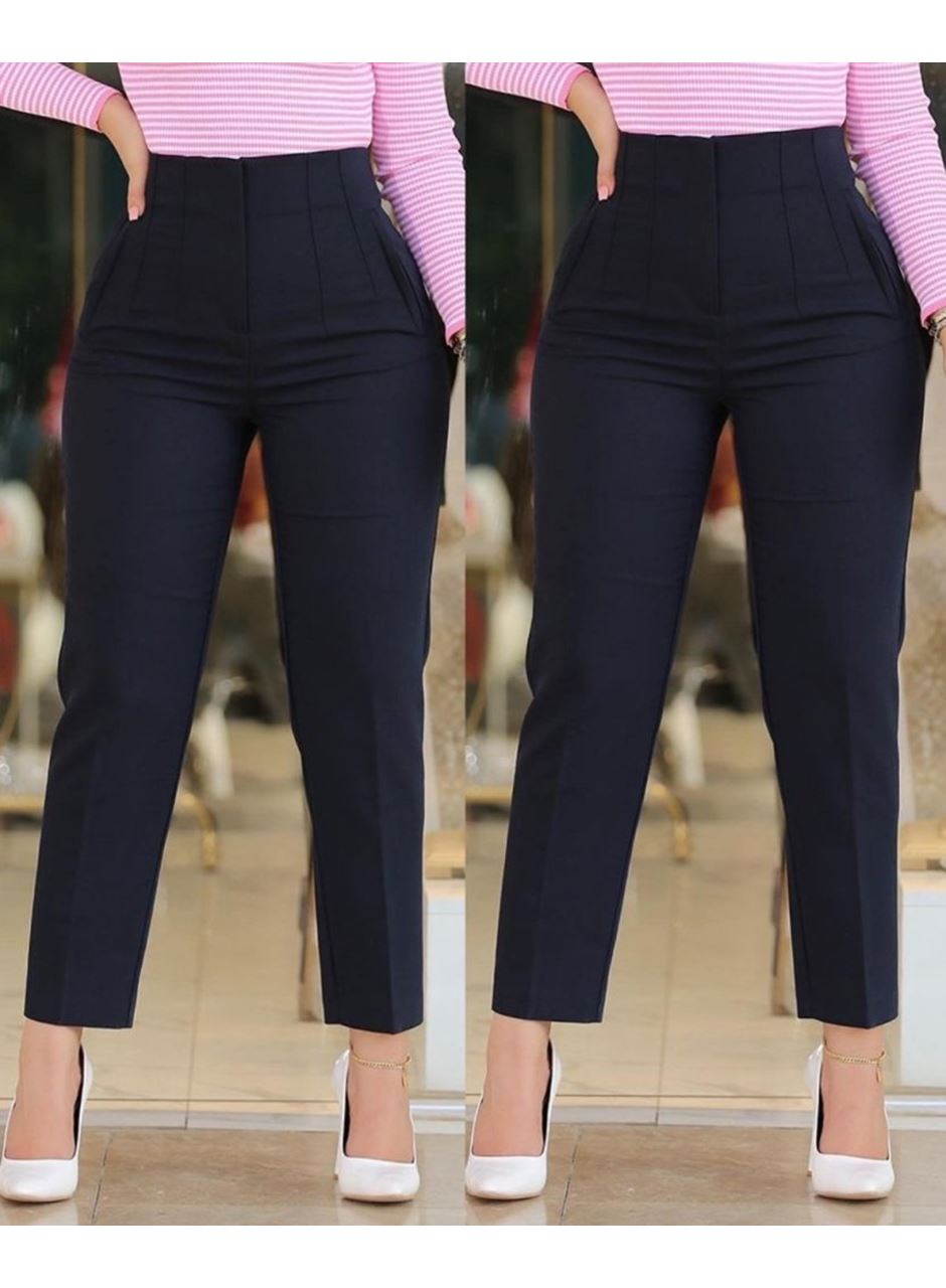 Kadın üste Oturan Paçası Bilek üzerinde Biten Krep Kumaş Kumaş Pantolon 36 (S) - 50 (5XL)