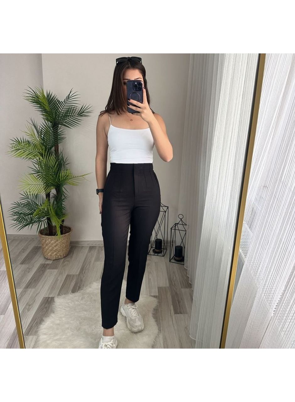 Kadın üste Oturan Paçası Bilek üzerinde Biten Krep Kumaş Kumaş Pantolon 36 (S) - 50 (5XL)