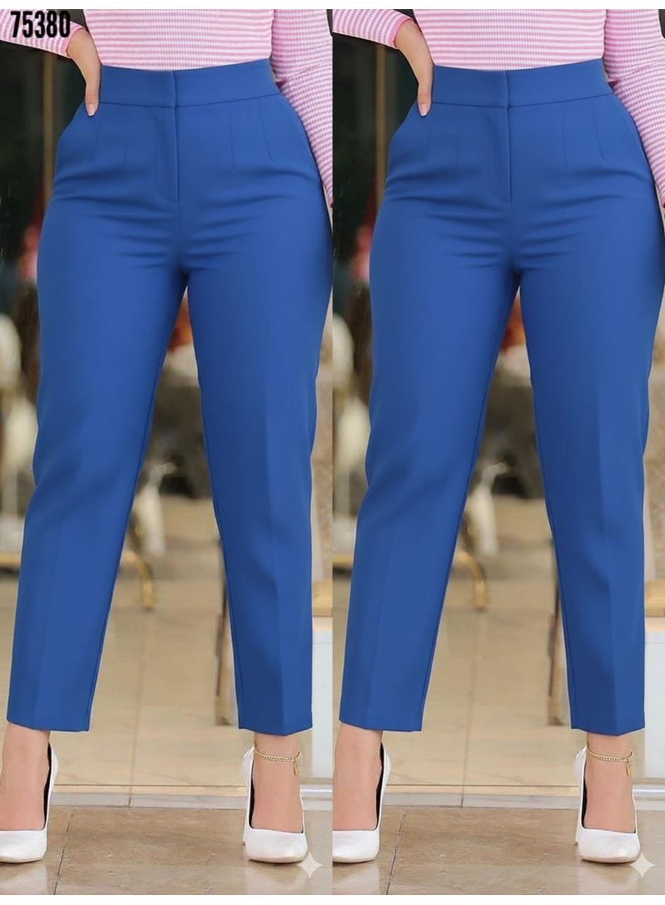 Kadın üste Oturan Paçası Bilek üzerinde Biten Krep Kumaş Pantolon 36 (S) - 50 (5XL)