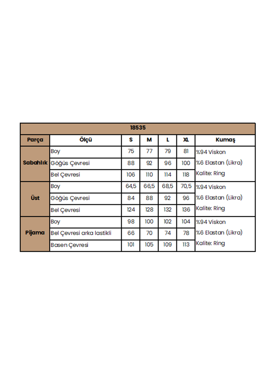 Dantelli Önü Düğmeli Hamile Lohusa 3'lü Viskon Pijama Takımı