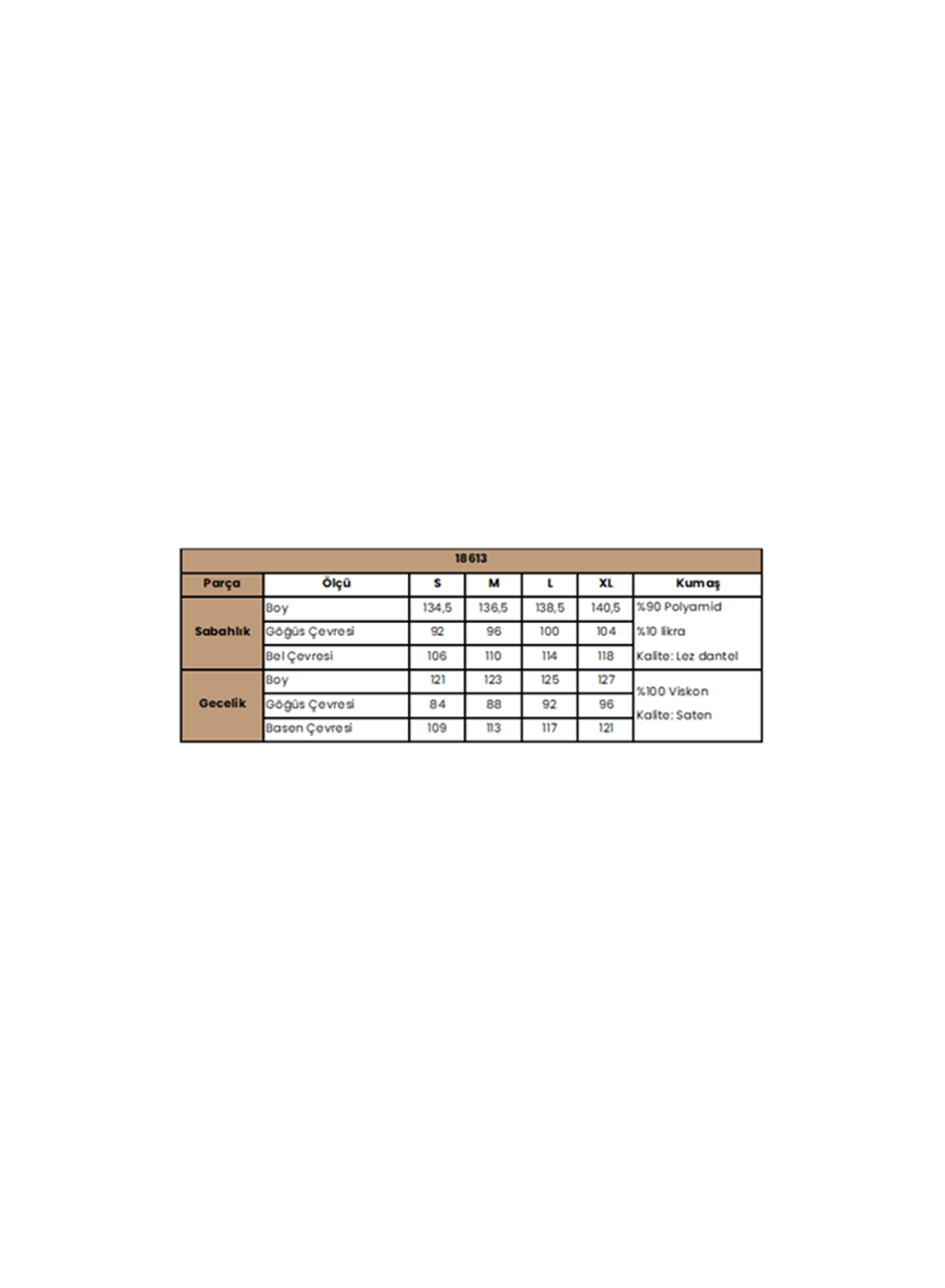 %100 Viskon Dantelli ve Dekolteli Saten Sabahlık Takımı
