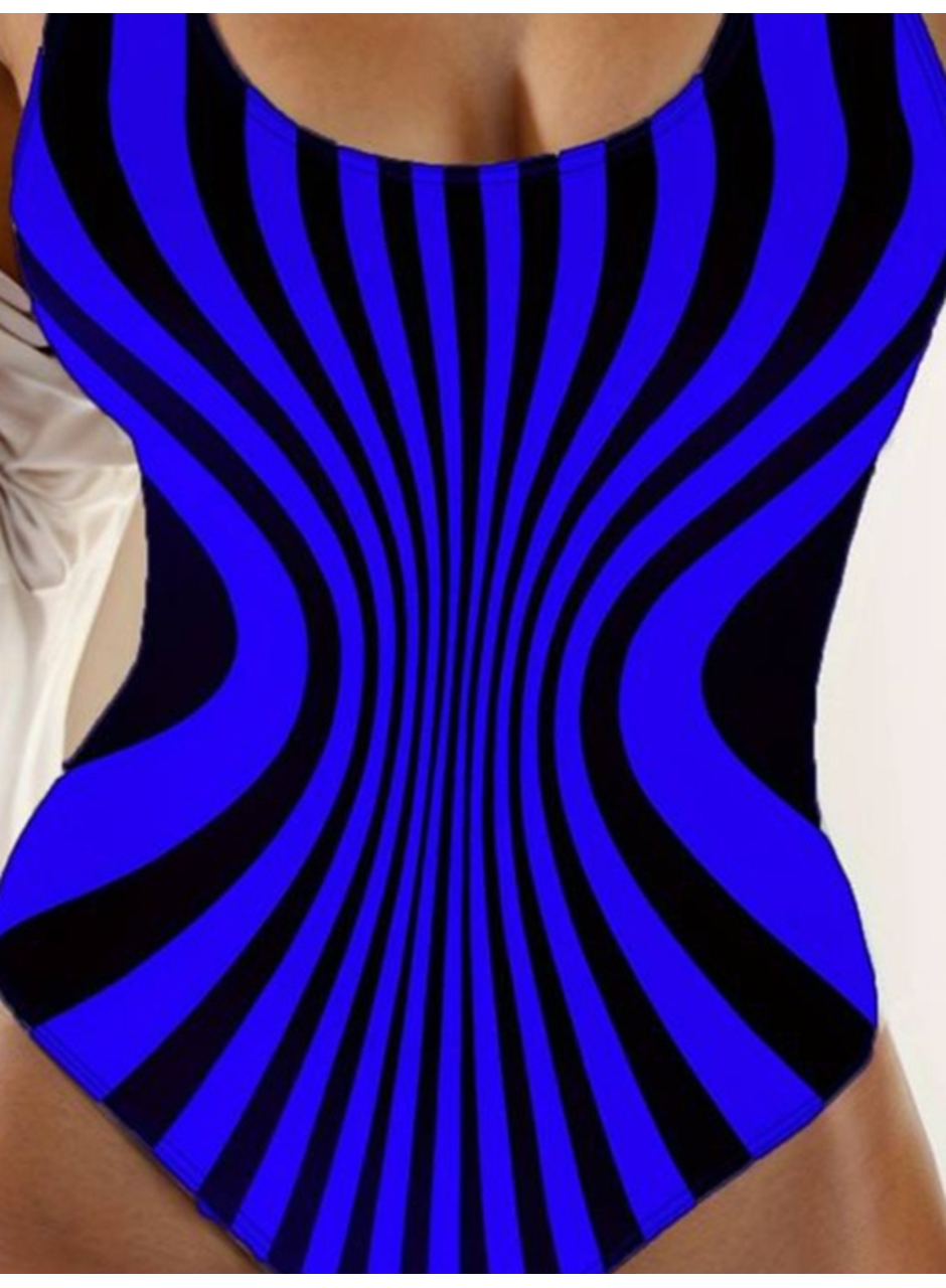 Kadın Yuvarlak Yaka Askılı Zebra Desen Baskılı Dalgıç Mayo