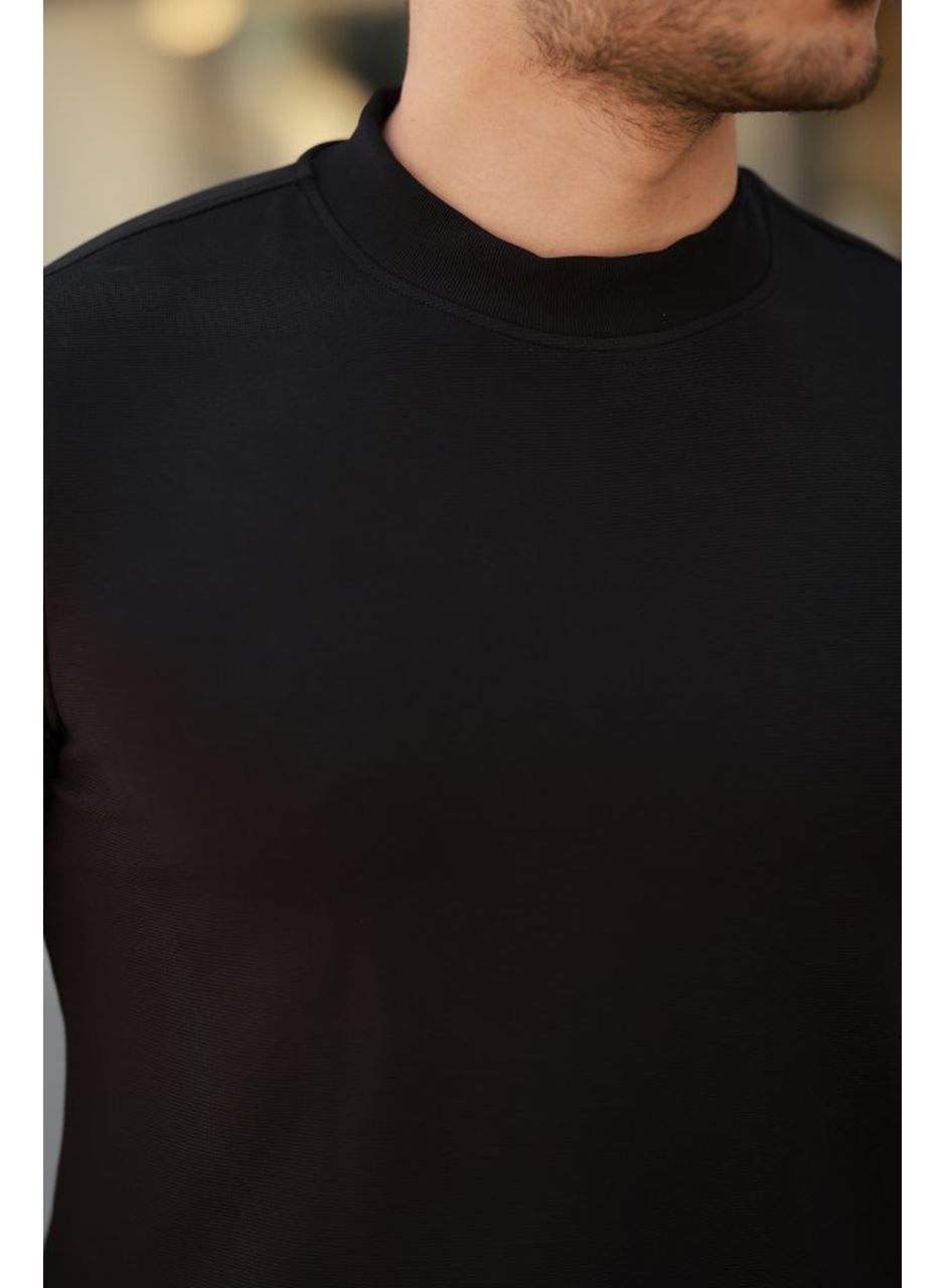 Erkek Ince çizgi Dokulu Kısa Kollu T-shirt
