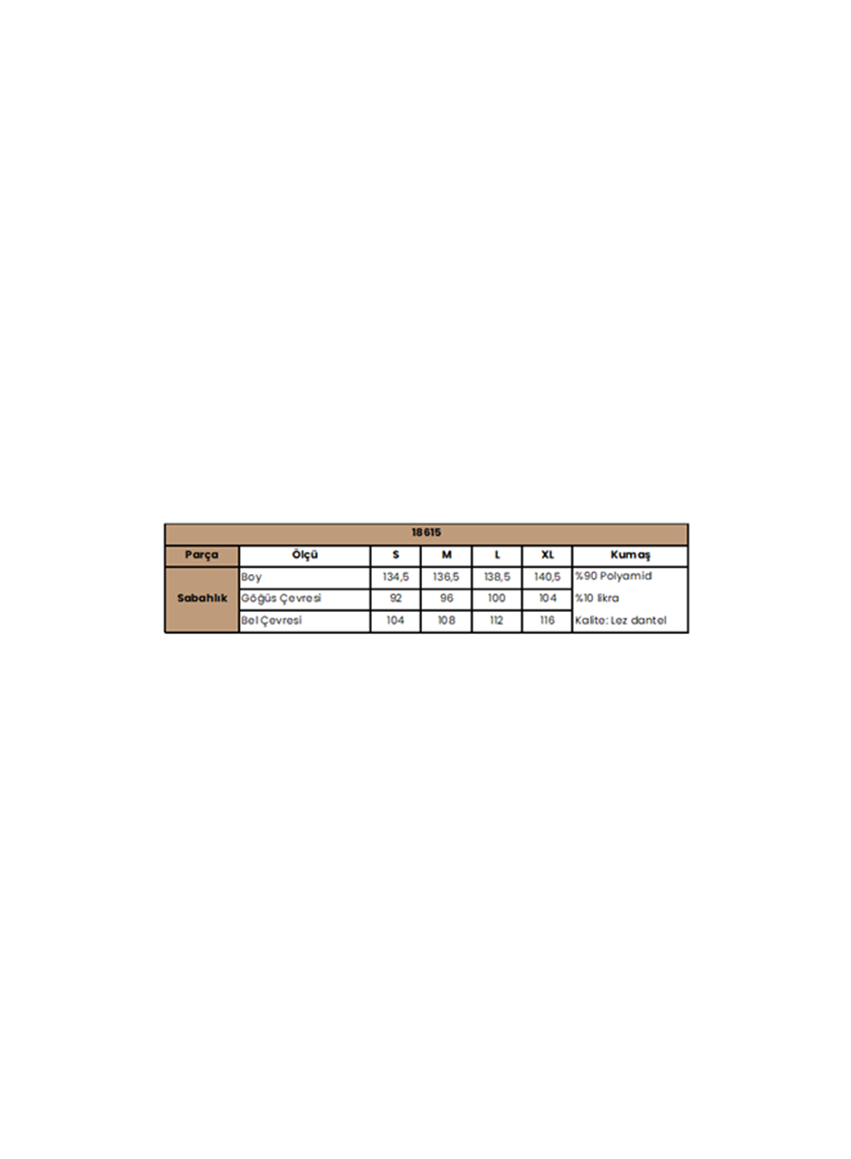 Uzun Kollu Dantelli ve Kuşaklı Sabahlık