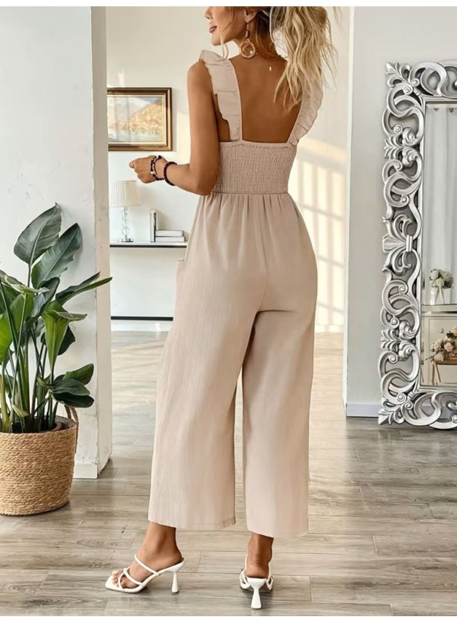 Kadın Askılı Gipe Detaylı Cepli Uzun Tulum