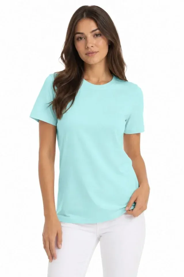 T-Shirt Bisiklet Yaka Slim Fit Likralı Tişört Günlük Basic Body - Turkuaz