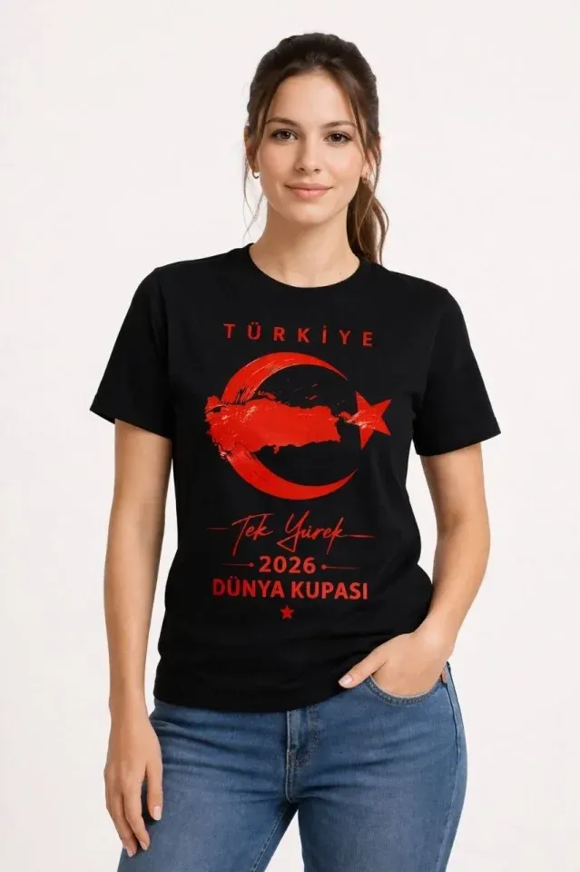 TÜRKİYE Ay Yıldız 2026 Dünya Kupasi Taraftar Forma T-Shirt - Siyah