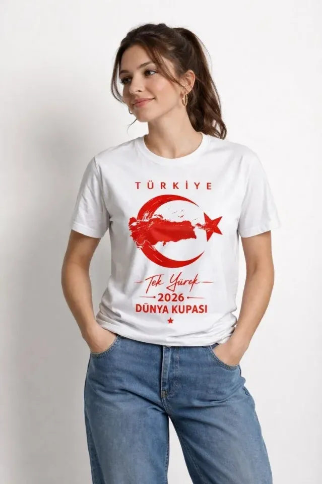 TÜRKİYE Ay Yıldız 2026 Dünya Kupasi Taraftar Forma T-Shirt - Beyaz