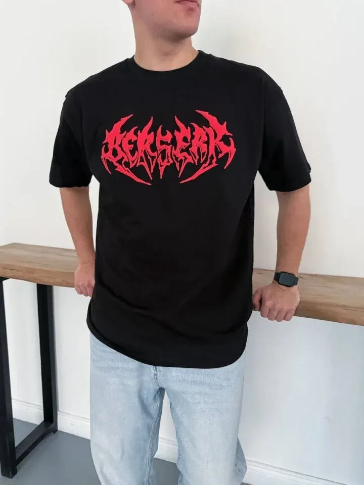 Erkek Baskılı T-Shirt Yazlık Kısa Kol Bisiklet Yaka Rahat Kalıp Tişört - Siyah