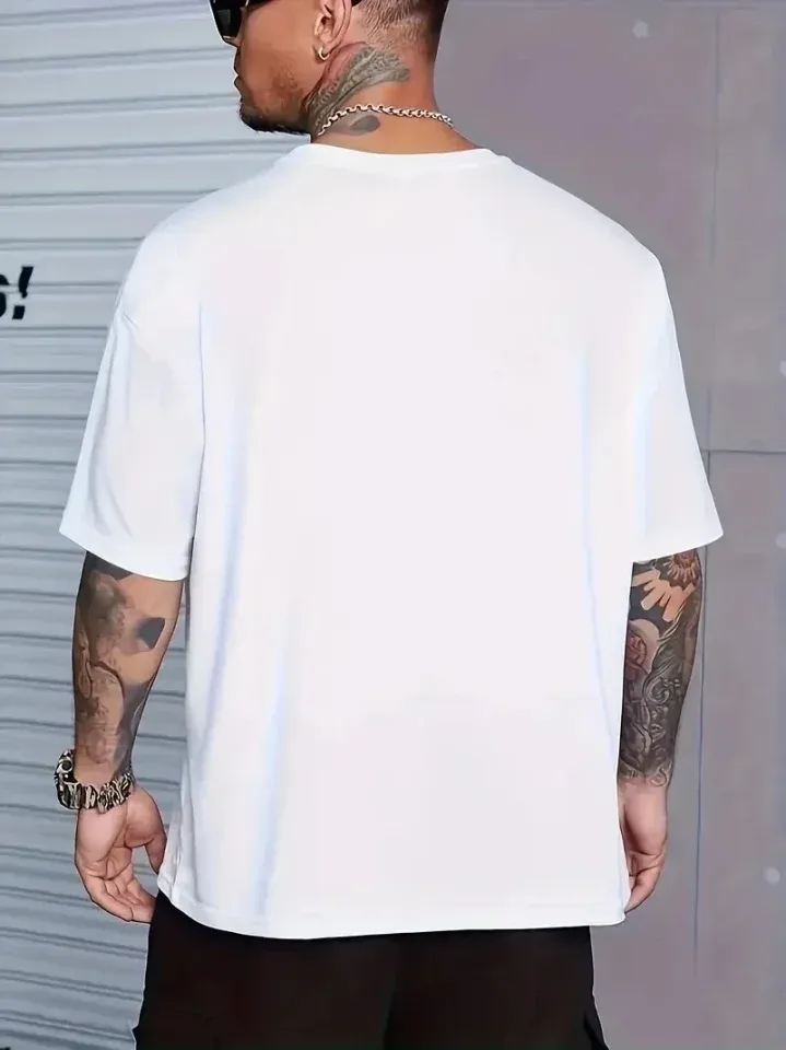 Erkek Baskılı Bisiklet Yaka Erkek T-shirt - Beyaz