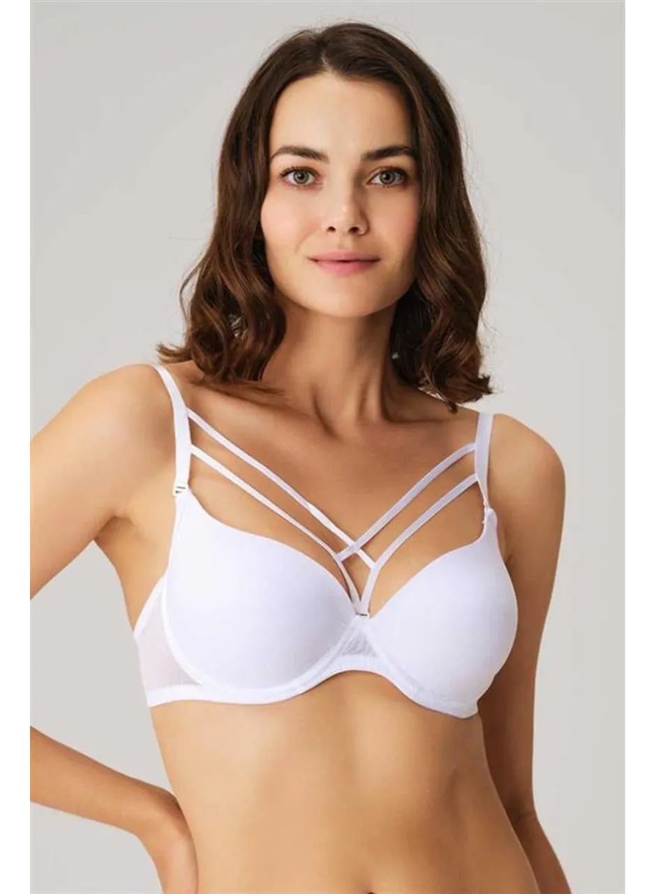 Kadın Balenli Desteksiz Dolgusuz Askıları Çıkabilen Yaka Detaylı T-Shirt Sütyeni (3772)